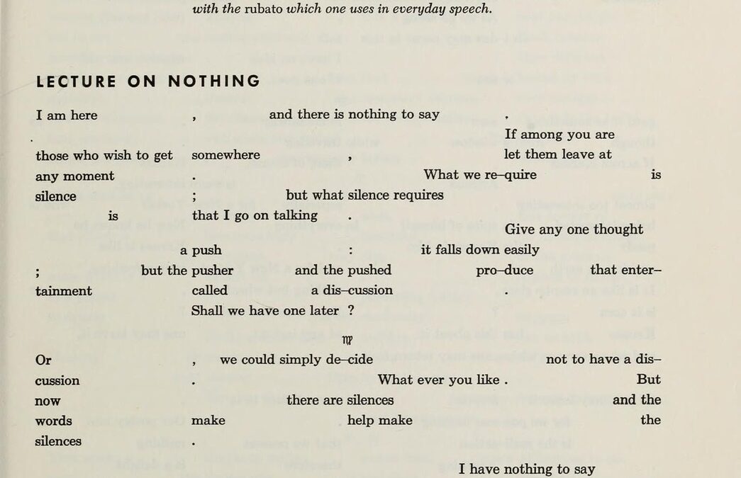 KAY LARSON: JOHN CAGE’S LECTURE ON NOTHING